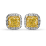 Fancy Intense Yellow Cushion Halo Diamond Earrings