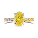 Fancy Intense Yellow Oval Side-stone Diamond Ring