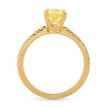 Fancy Intense Yellow Oval Side-stone Diamond Ring