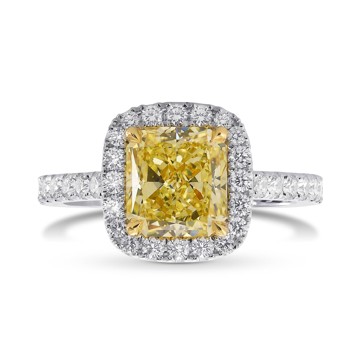 Fancy Yellow Radiant Diamond Halo Ring