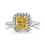 Fancy Yellow Radiant Diamond Halo Ring