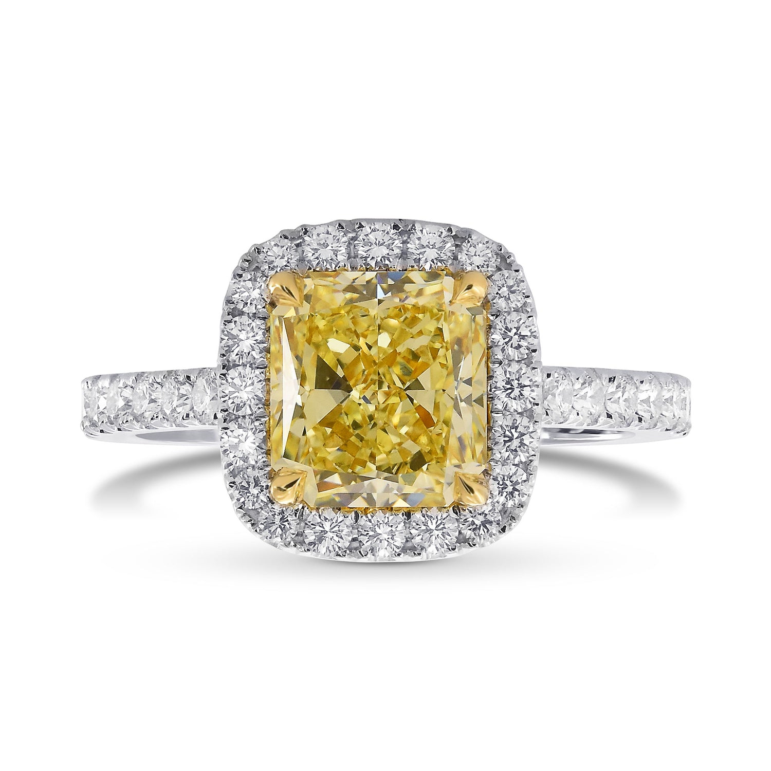 Fancy Yellow Radiant Diamond Halo Ring