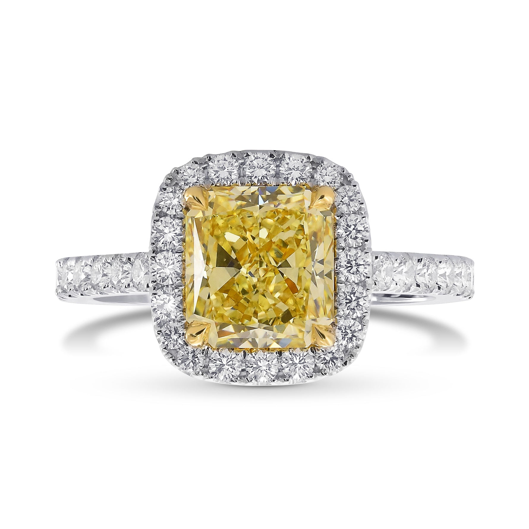 Fancy Yellow Radiant Diamond Halo Ring