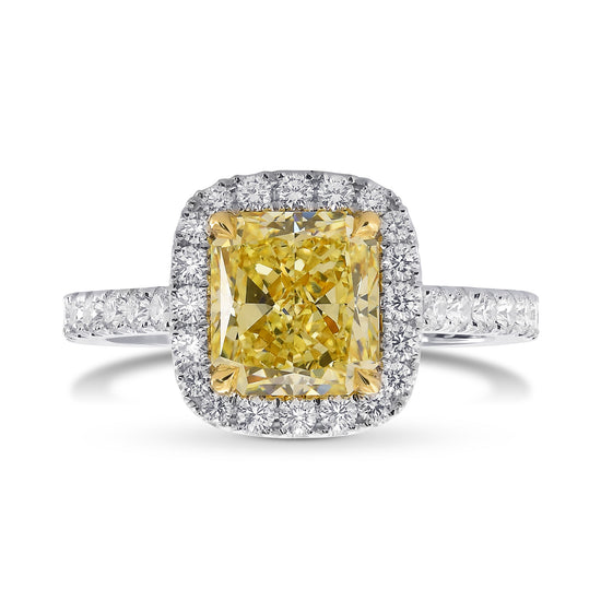 Fancy Yellow Radiant Diamond Halo Ring
