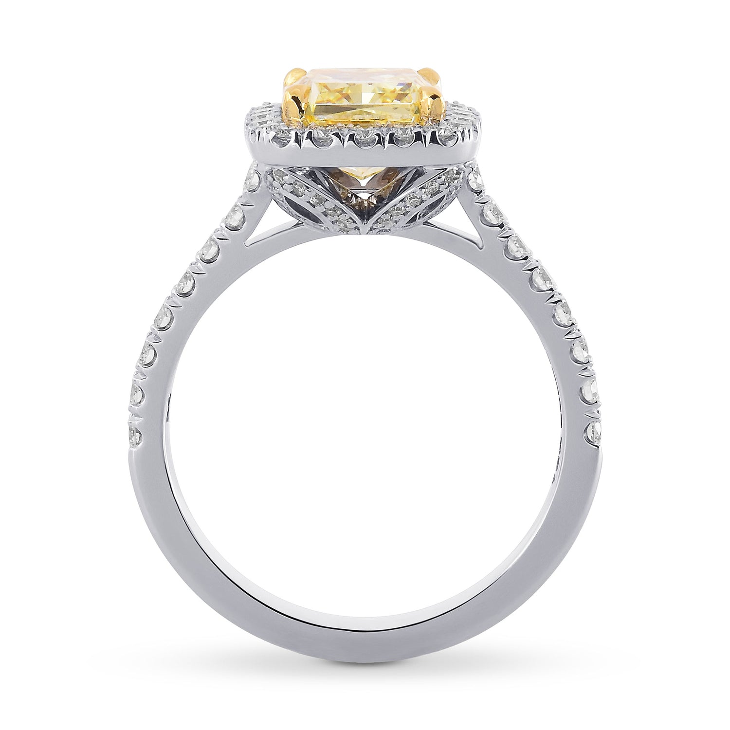 Fancy Yellow Radiant Diamond Halo Ring