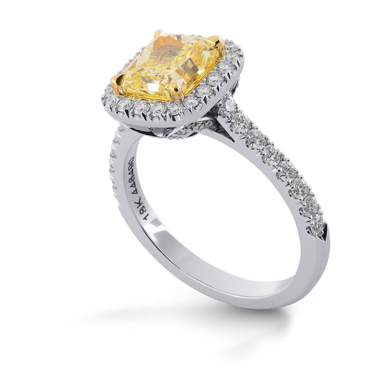 Fancy Yellow Radiant Diamond Halo Ring