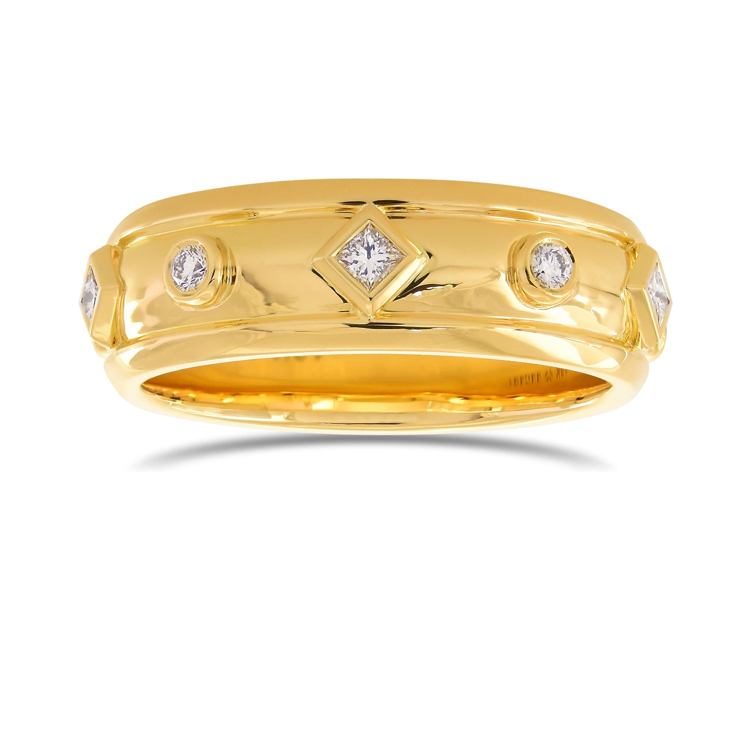 Colorless Princess-cut & Round Diamond Ring