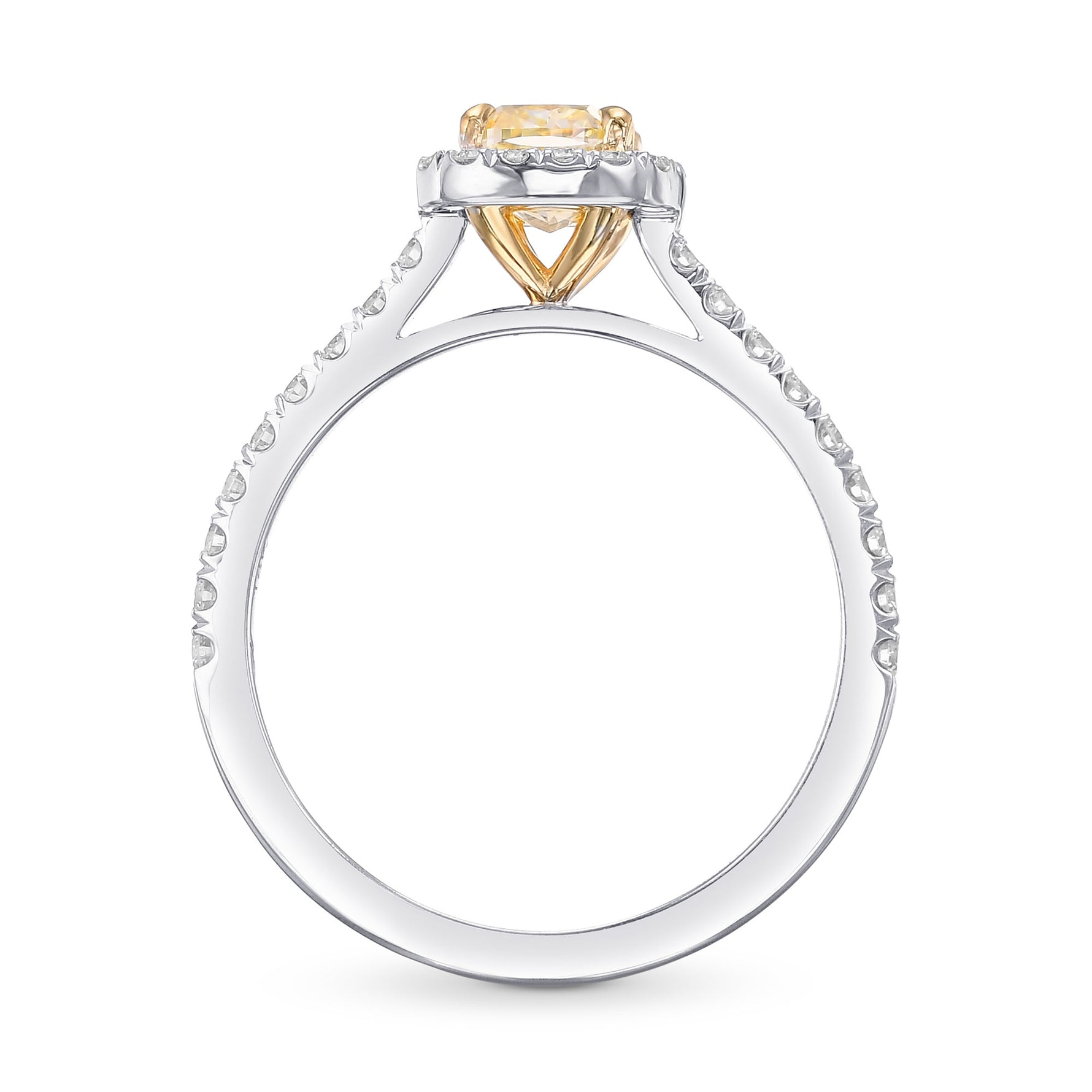 Fancy Yellow Cushion Halo Diamond Ring
