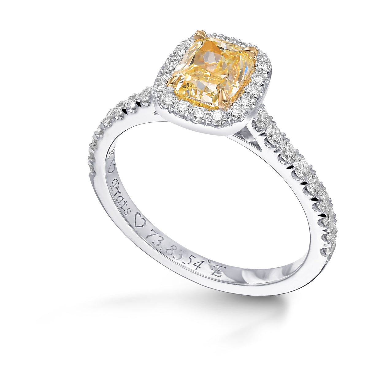 Fancy Yellow Cushion Halo Diamond Ring