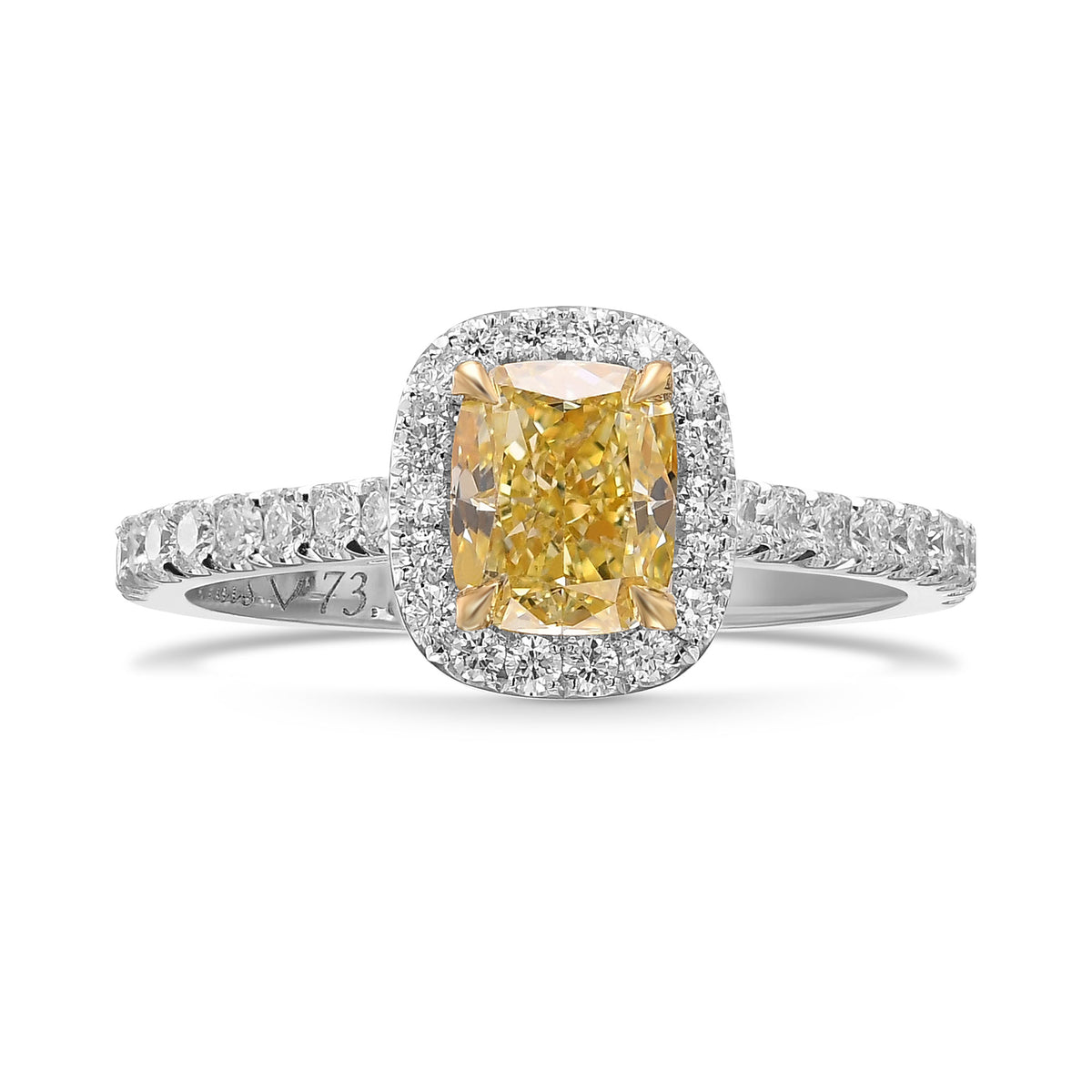 Fancy Yellow Cushion Halo Diamond Ring