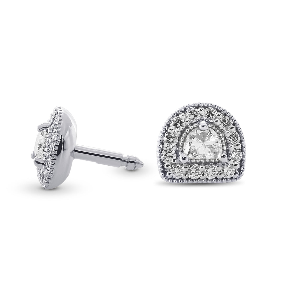 Collection Color Half Moon Halo Diamond Earrings