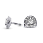Collection Color Half Moon Halo Diamond Earrings