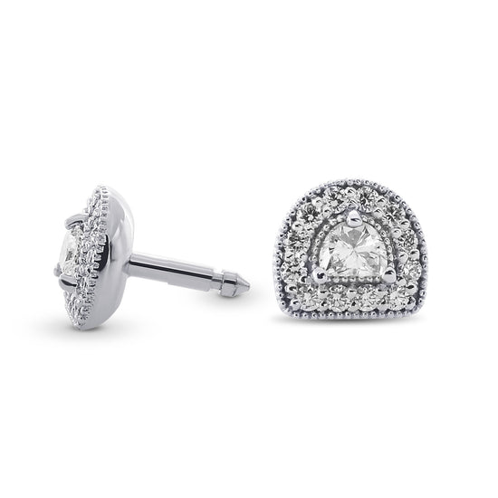 Collection Color Half Moon Halo Diamond Earrings