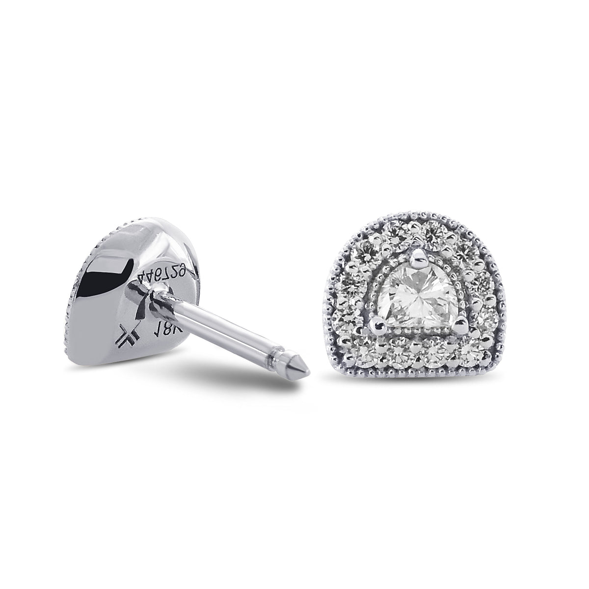 Collection Color Half Moon Halo Diamond Earrings