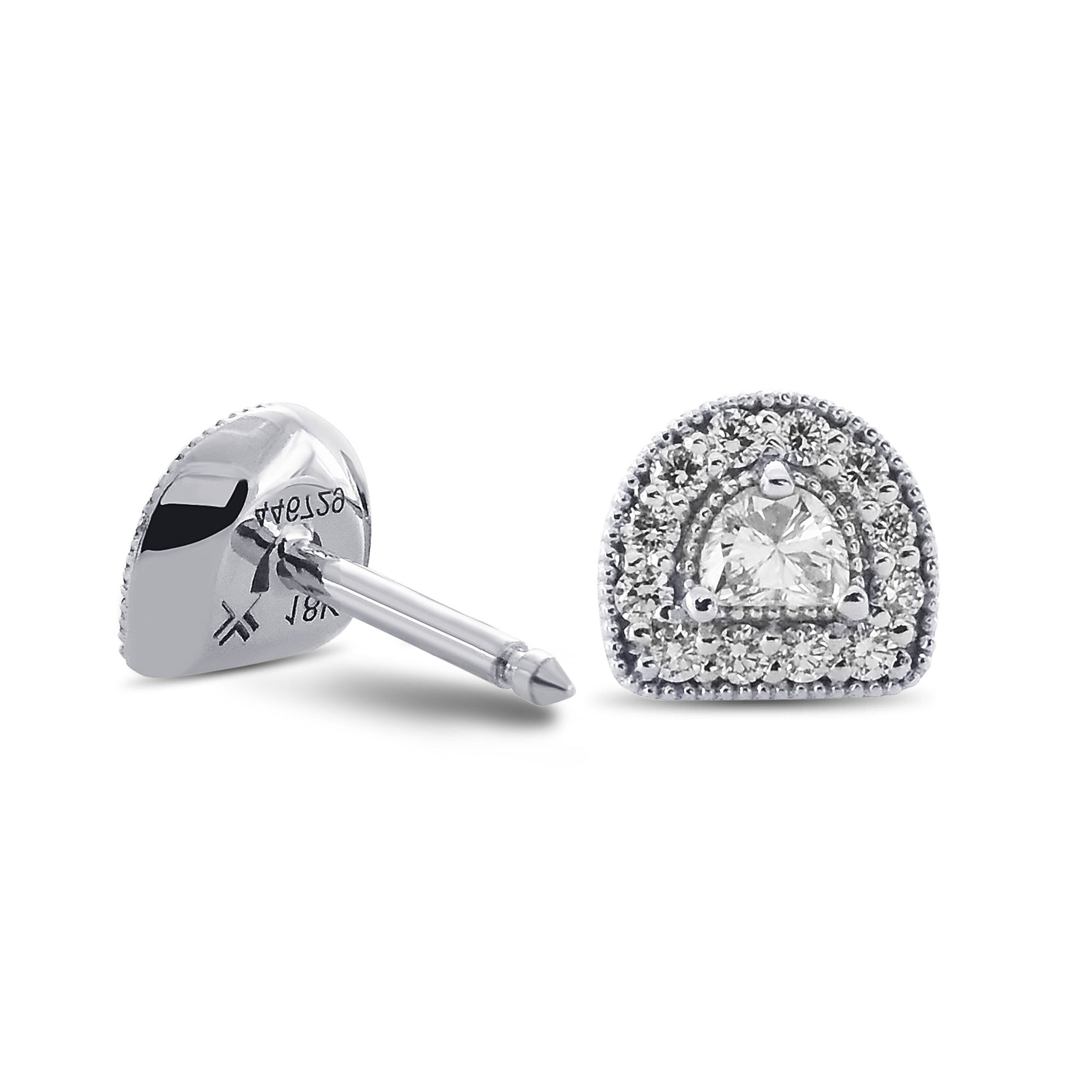 Collection Color Half Moon Halo Diamond Earrings