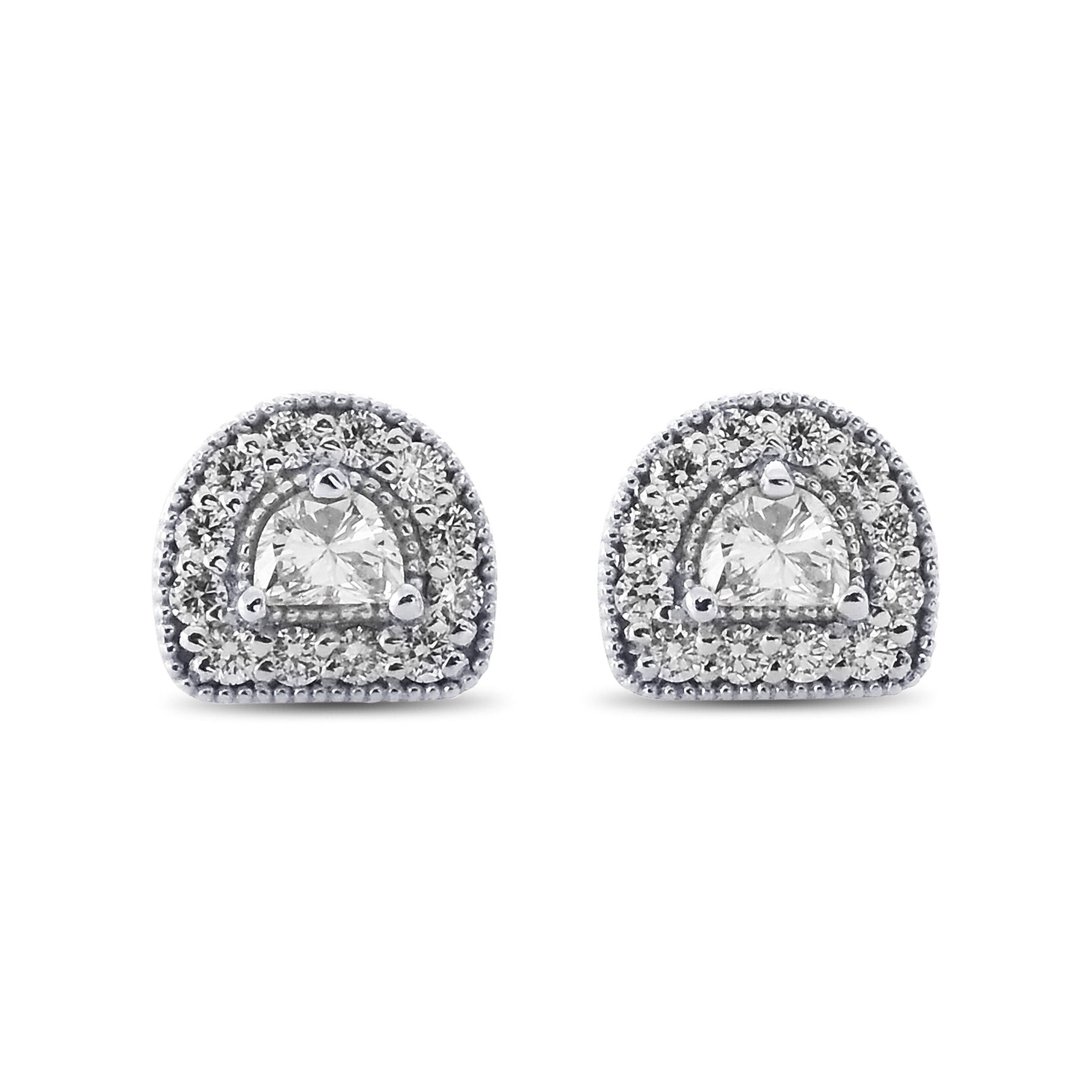 Collection Color Half Moon Halo Diamond Earrings