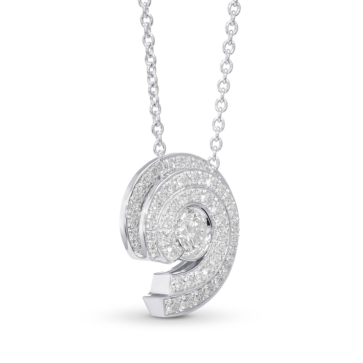 Faint Green Spiral Round Diamond Pendant