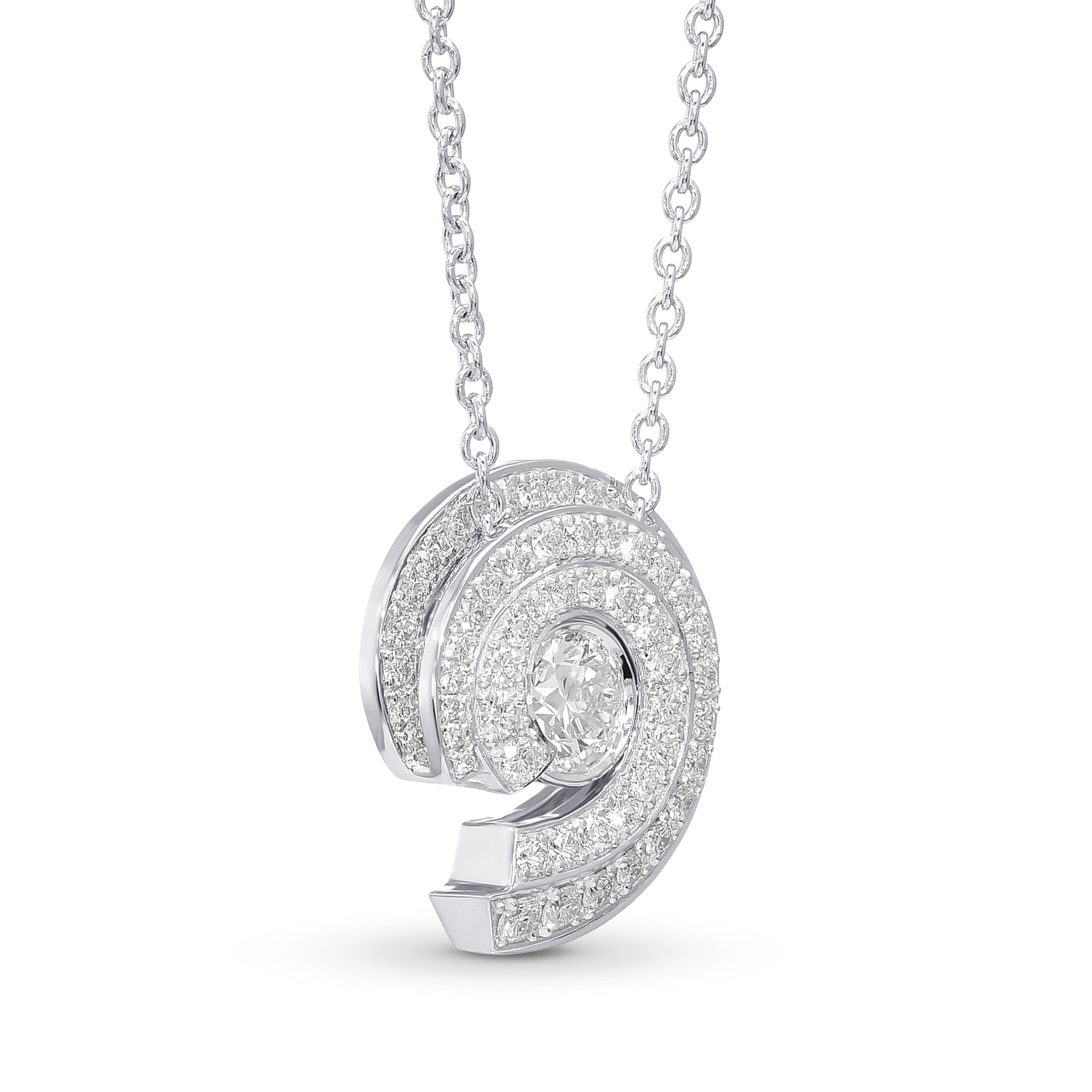 Faint Green Spiral Round Diamond Pendant