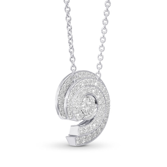 Faint Green Spiral Round Diamond Pendant