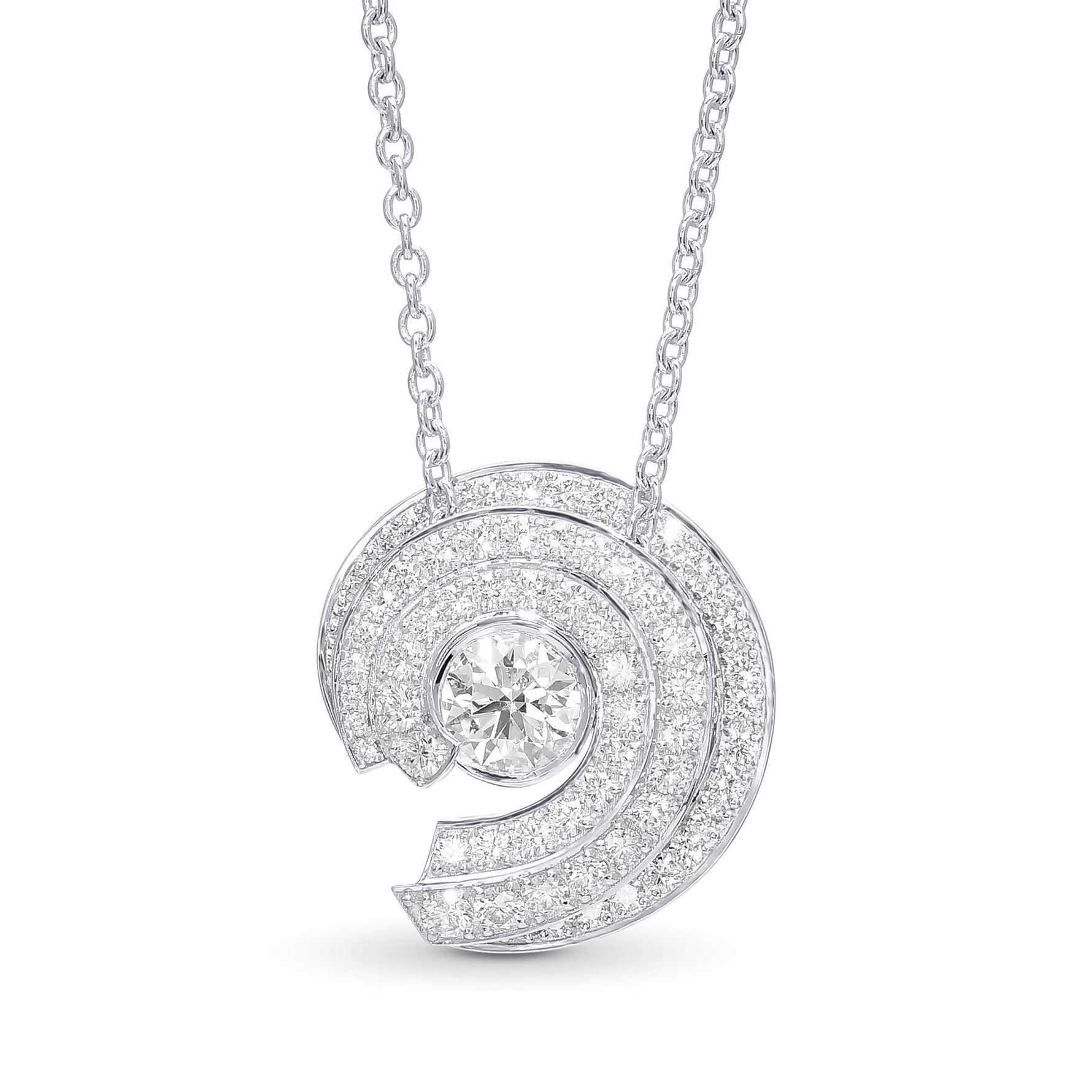 Faint Green Spiral Round Diamond Pendant
