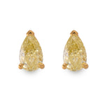 Fancy Yellow Pear Stud Diamond Earrings
