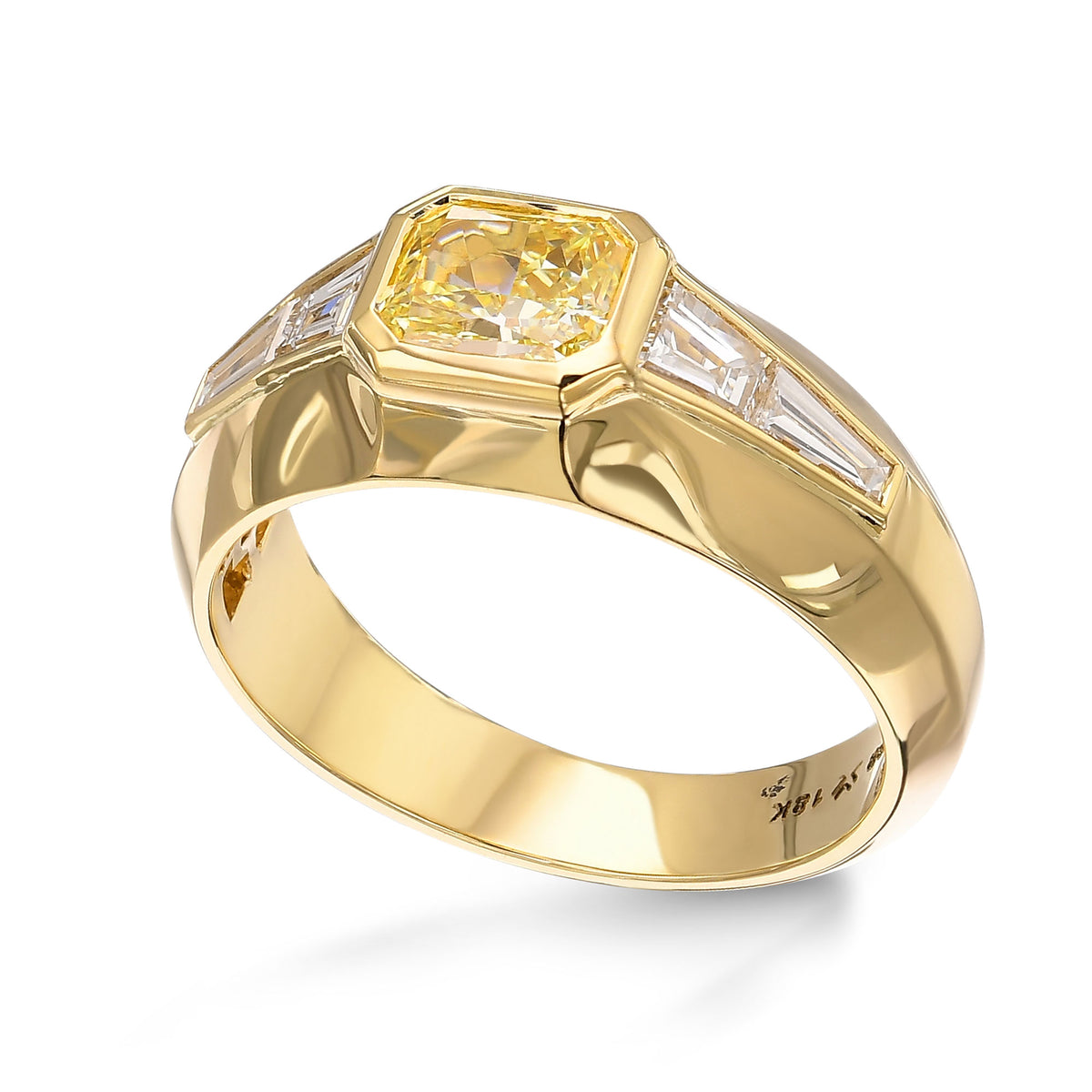 Light Yellow Radiant Diamond Men's Ring