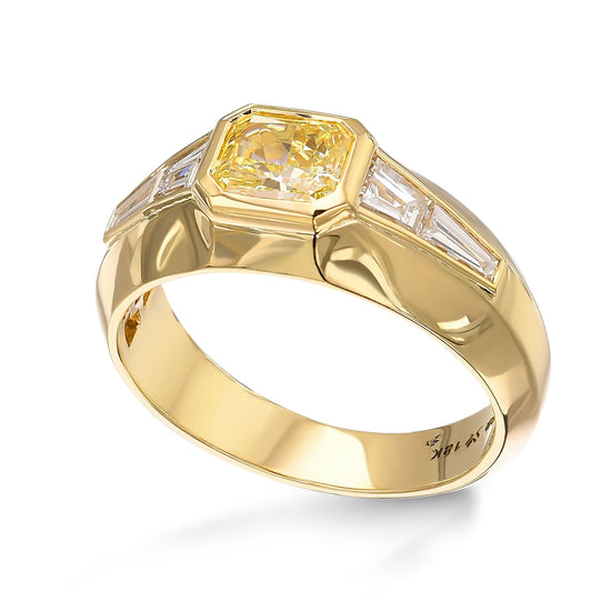 Light Yellow Radiant Diamond Men's Ring