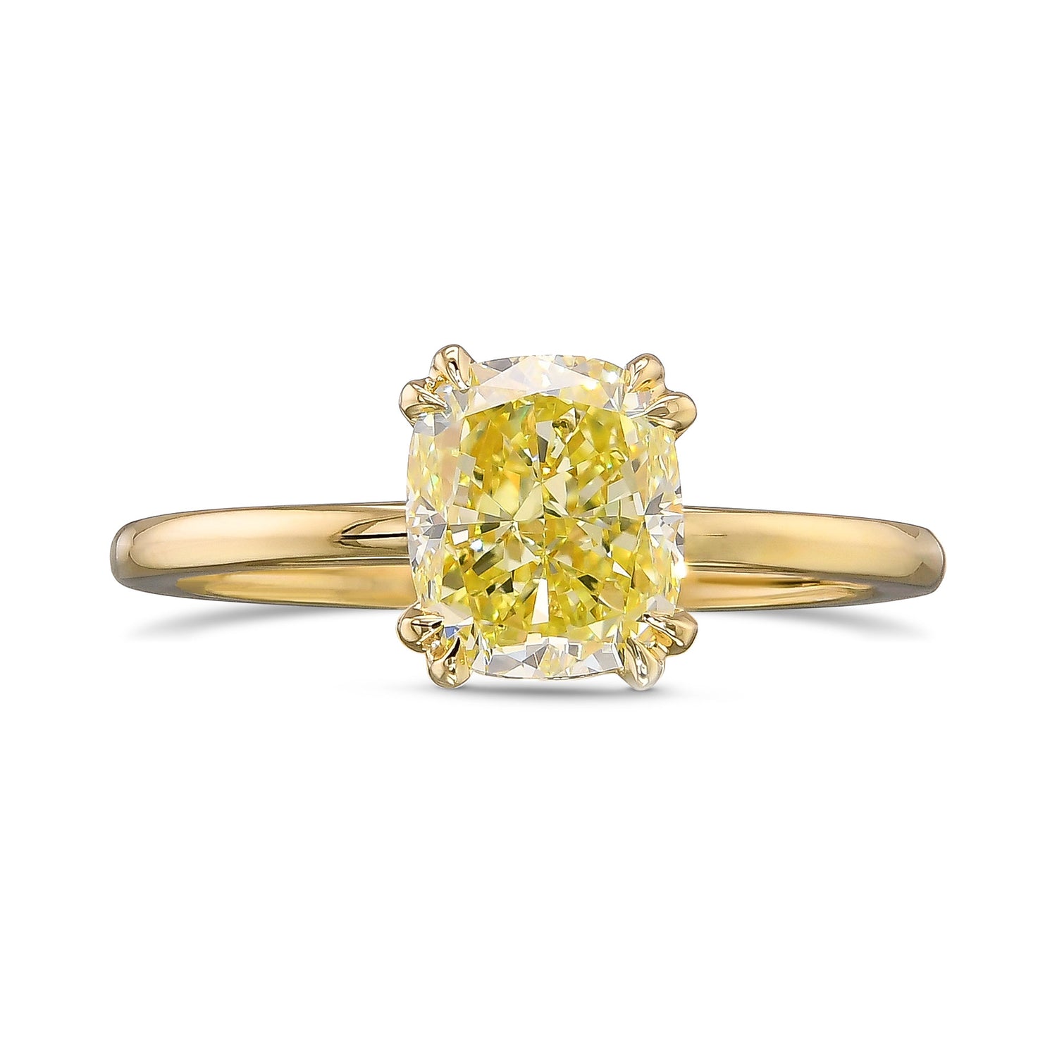 Fancy Yellow Cushion Solitaire Diamond Ring