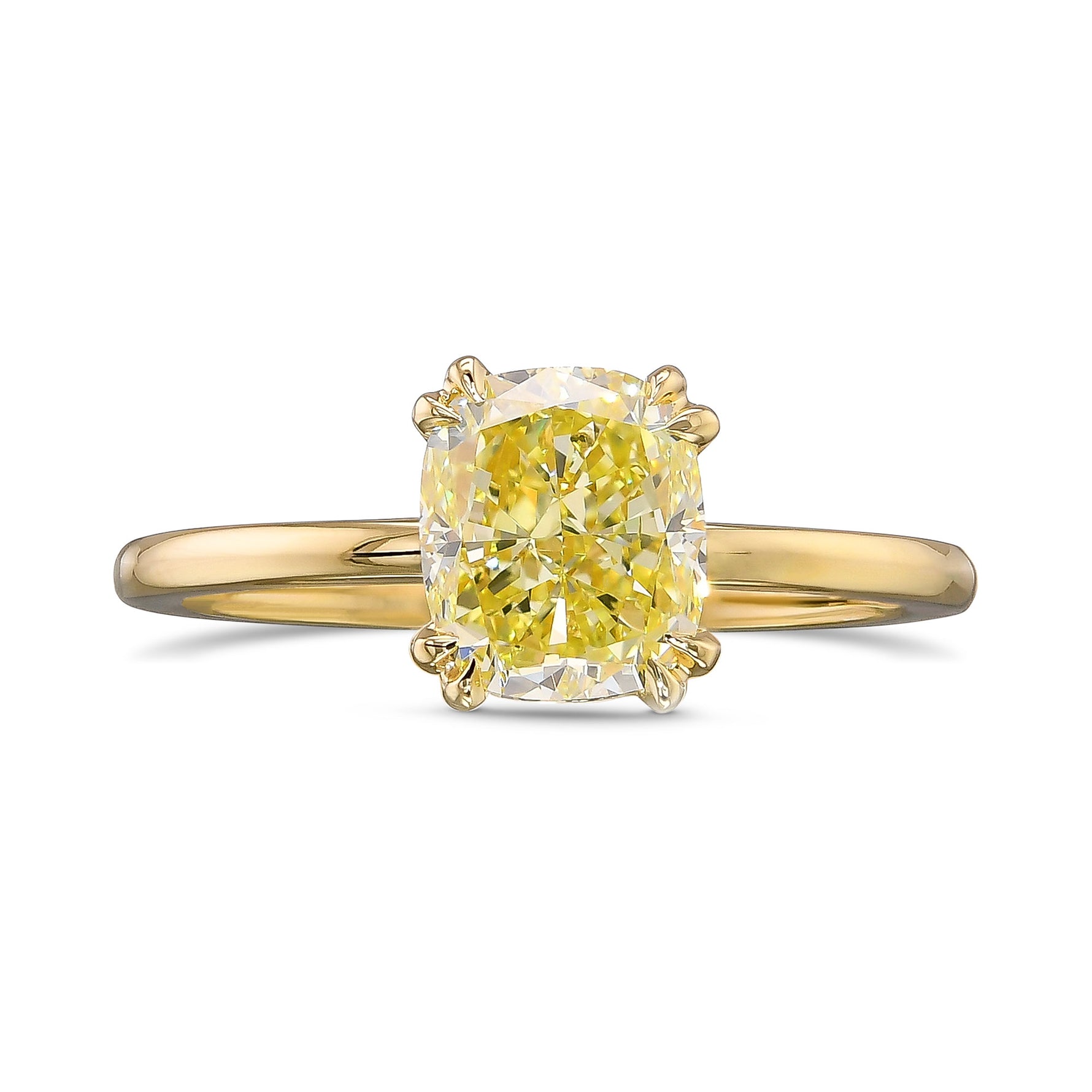 Fancy Yellow Cushion Solitaire Diamond Ring