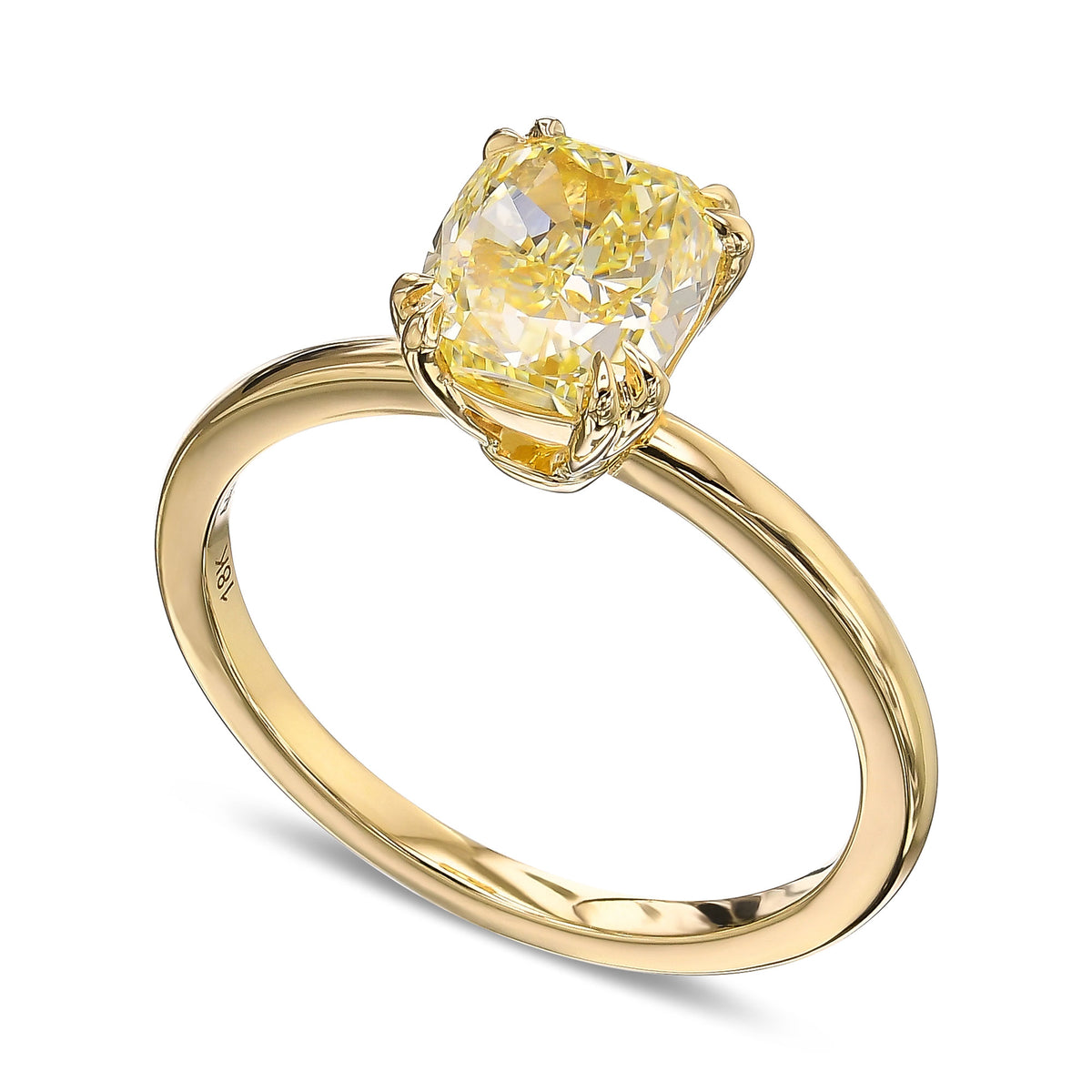 Fancy Yellow Cushion Solitaire Diamond Ring