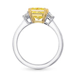 Fancy Intense Yellow Radiant & Trapezoid 3-stone Diamond Ring 
