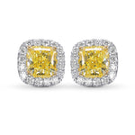 Fancy Yellow Radiant Halo Diamond Earrings