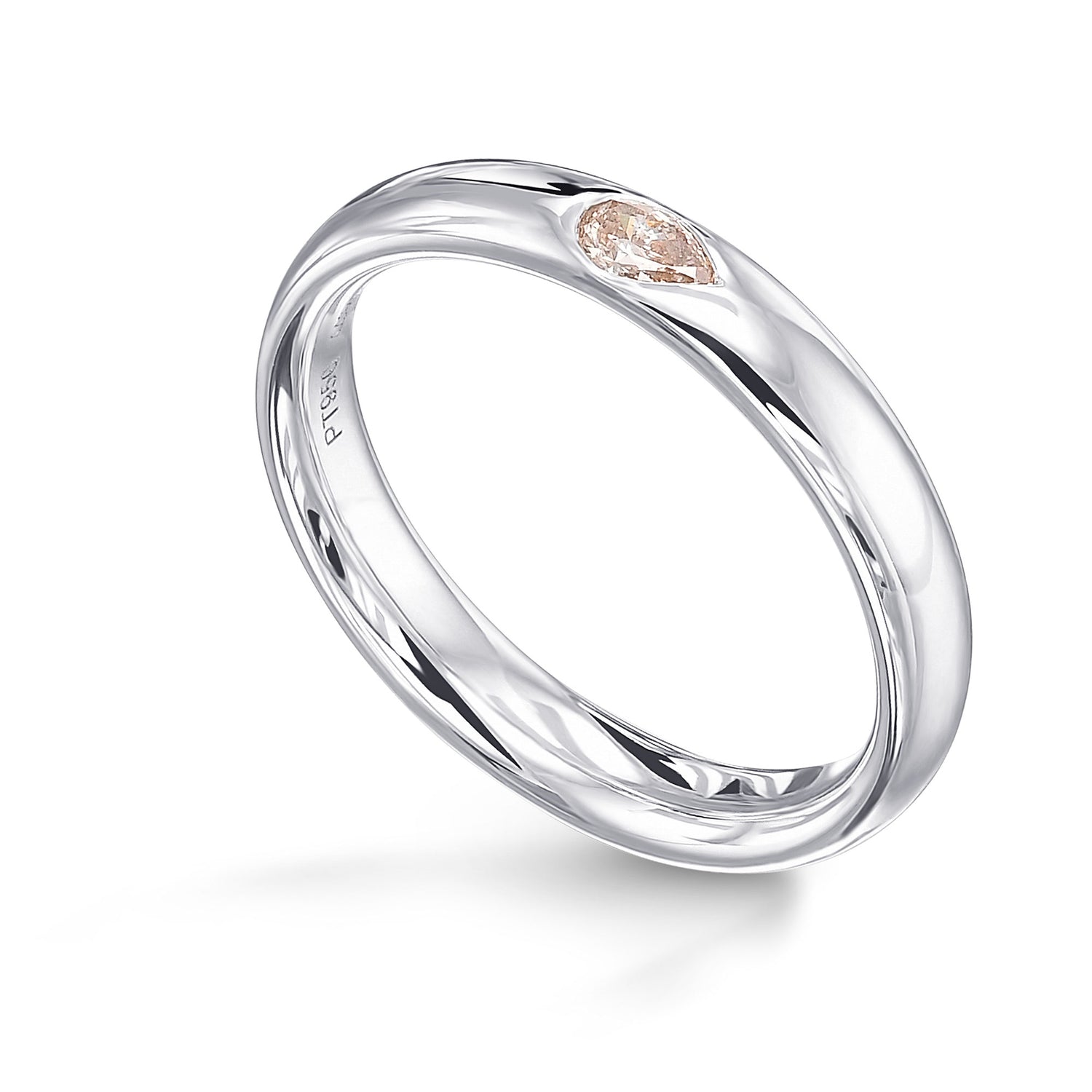 Fancy Pinkish Brown Pear Classic Solitaire Engagement Diamond Ring