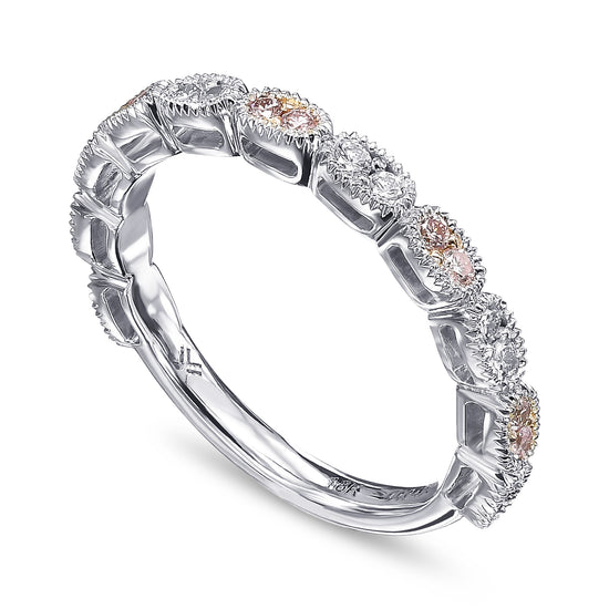 Fancy Light Pink & Colorless Round Brilliant Diamond Band