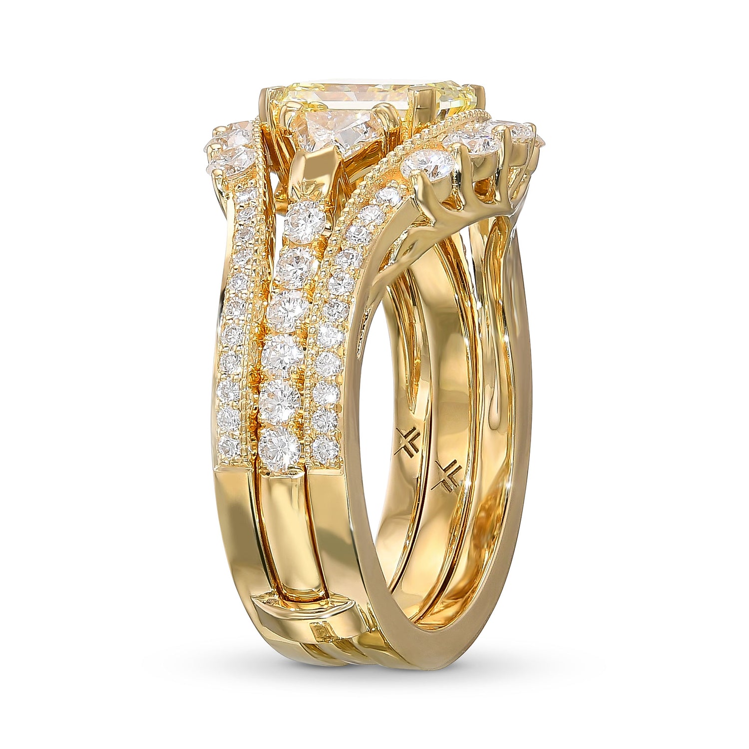 Fancy Yellow Radiant Diamond 3-stone Ring