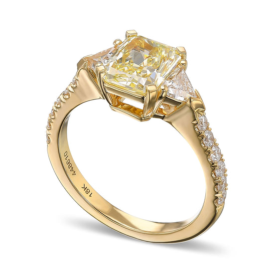 Fancy Yellow Radiant Diamond 3-stone Ring
