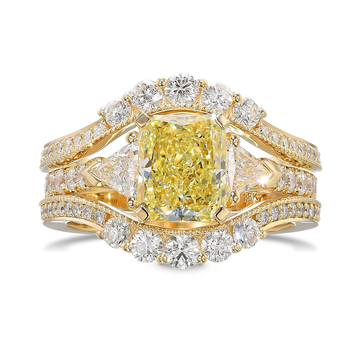 Fancy Yellow Radiant Diamond 3-stone Ring