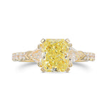 Fancy Yellow Radiant Diamond 3-stone Ring