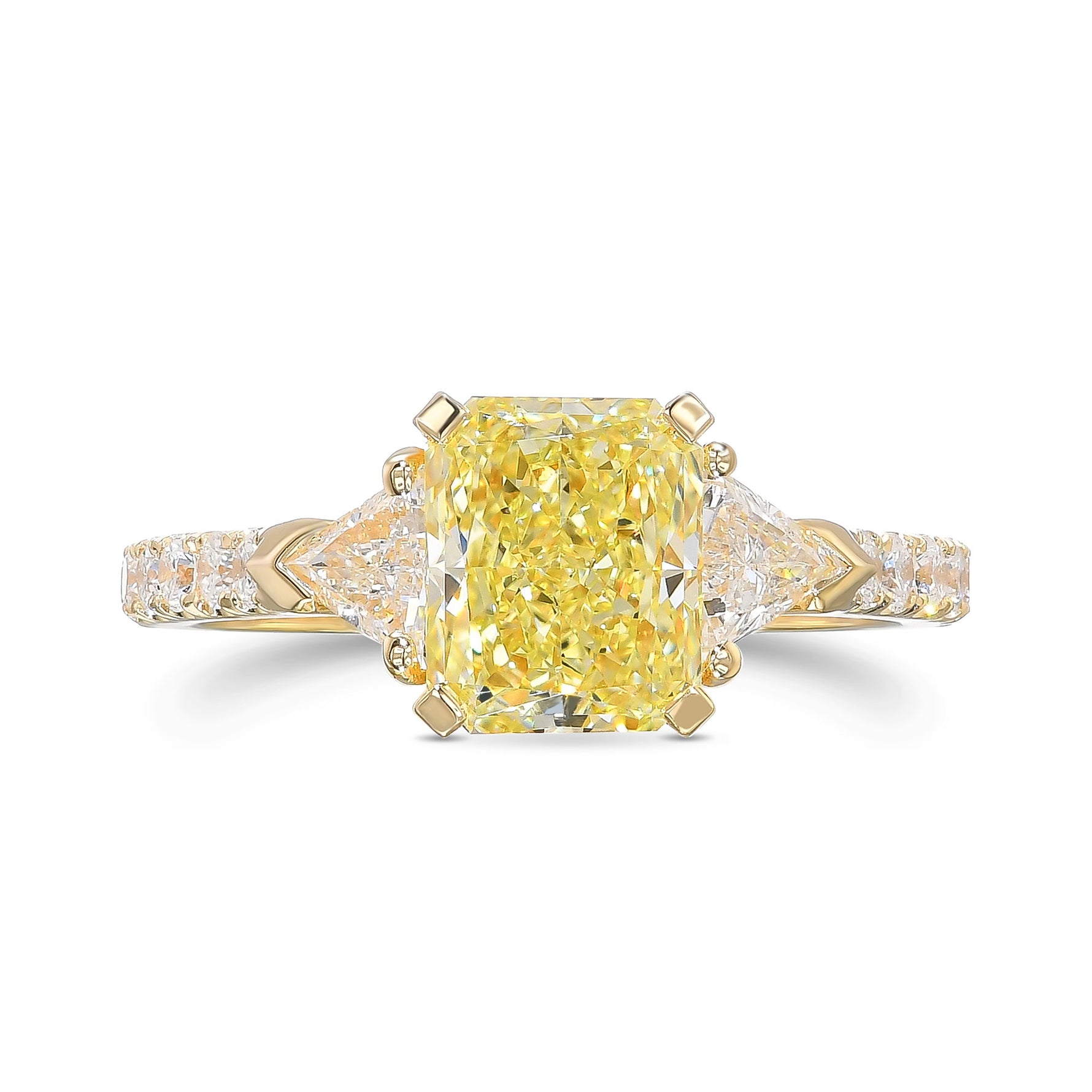 Fancy Yellow Radiant Diamond 3-stone Ring