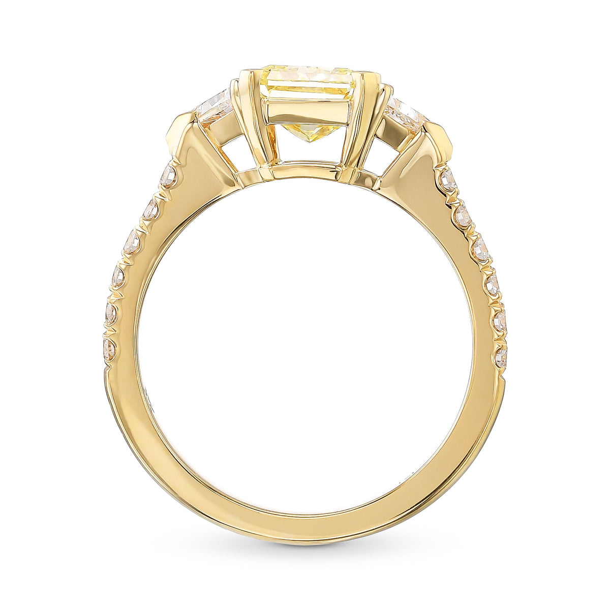 Fancy Yellow Radiant Diamond 3-stone Ring