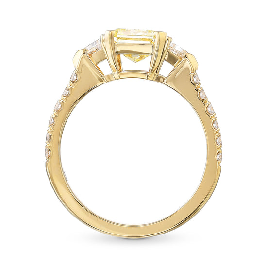 Fancy Yellow Radiant Diamond 3-stone Ring