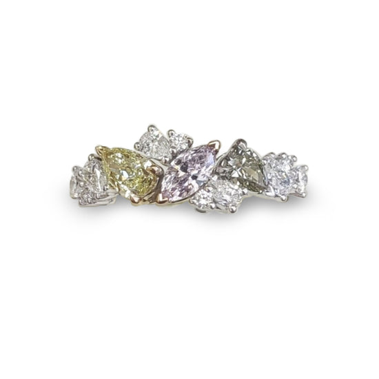 Multi-color Diamond Cluster Couture Ring
