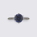 Round Blue Sapphire Solitaire Diamond Ring