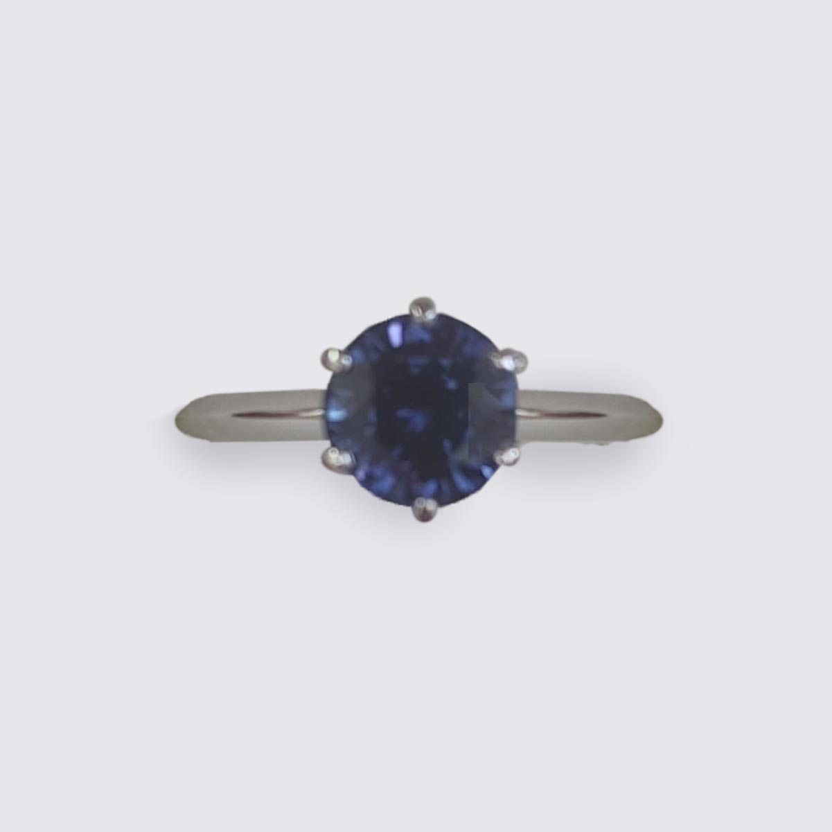 Round Blue Sapphire Solitaire Diamond Ring