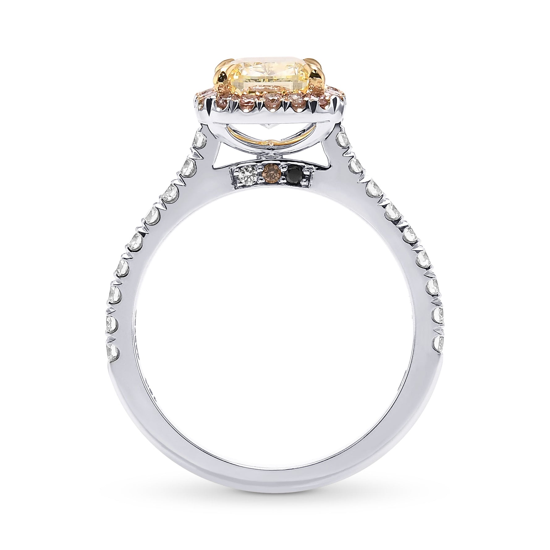 Fancy Light Yellow Cushion Halo Diamond Ring