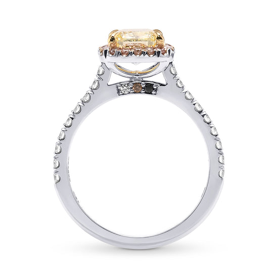 Fancy Light Yellow Cushion Halo Diamond Ring