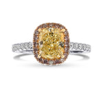 Fancy Light Yellow Cushion Halo Diamond Ring