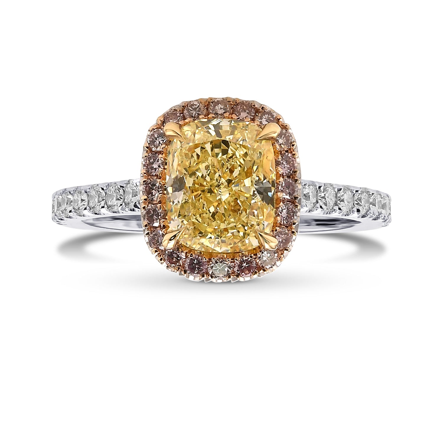 Fancy Light Yellow Cushion Halo Diamond Ring
