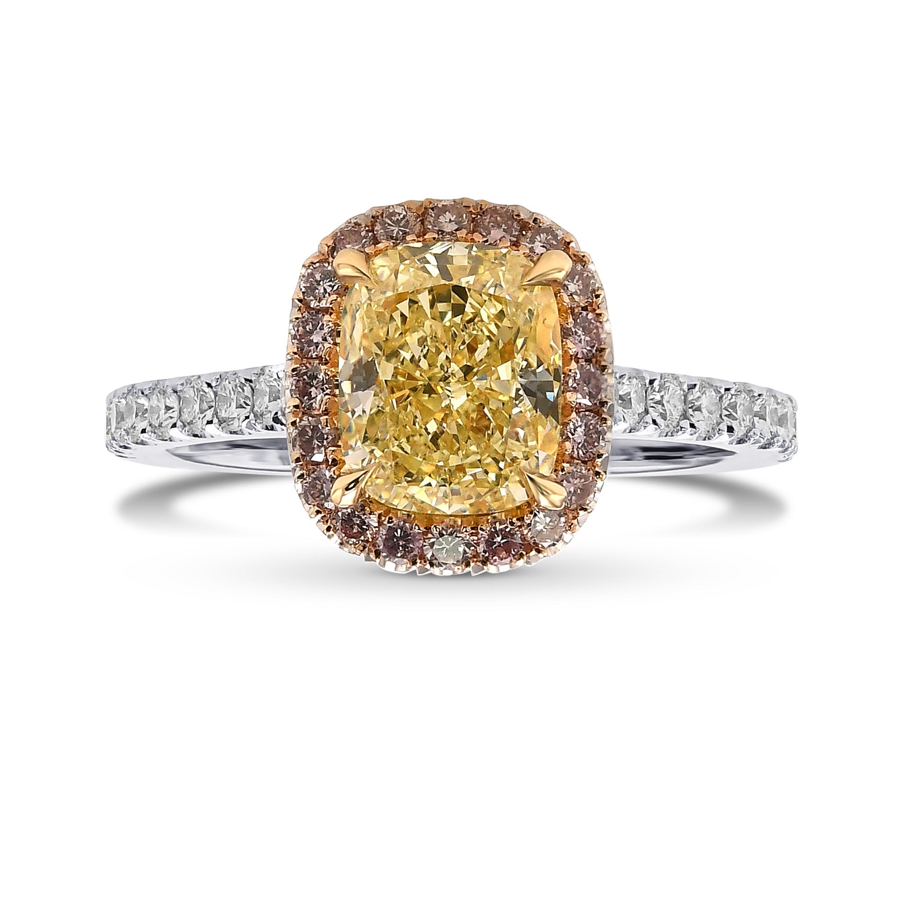 Fancy Light Yellow Cushion Halo Diamond Ring