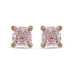 Light Pink Cushion Stud Diamond Earrings